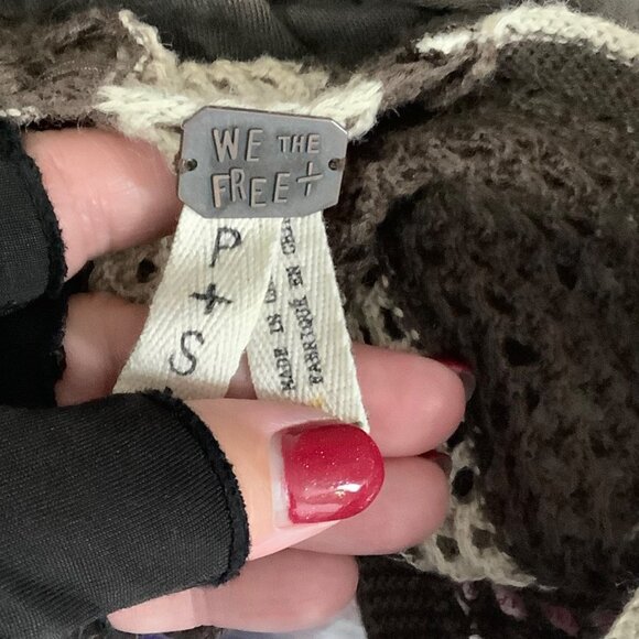 We The Free People Crochet Crop Top Women Small Brown Tan Open Back Open Knit - Picture 5 of 8